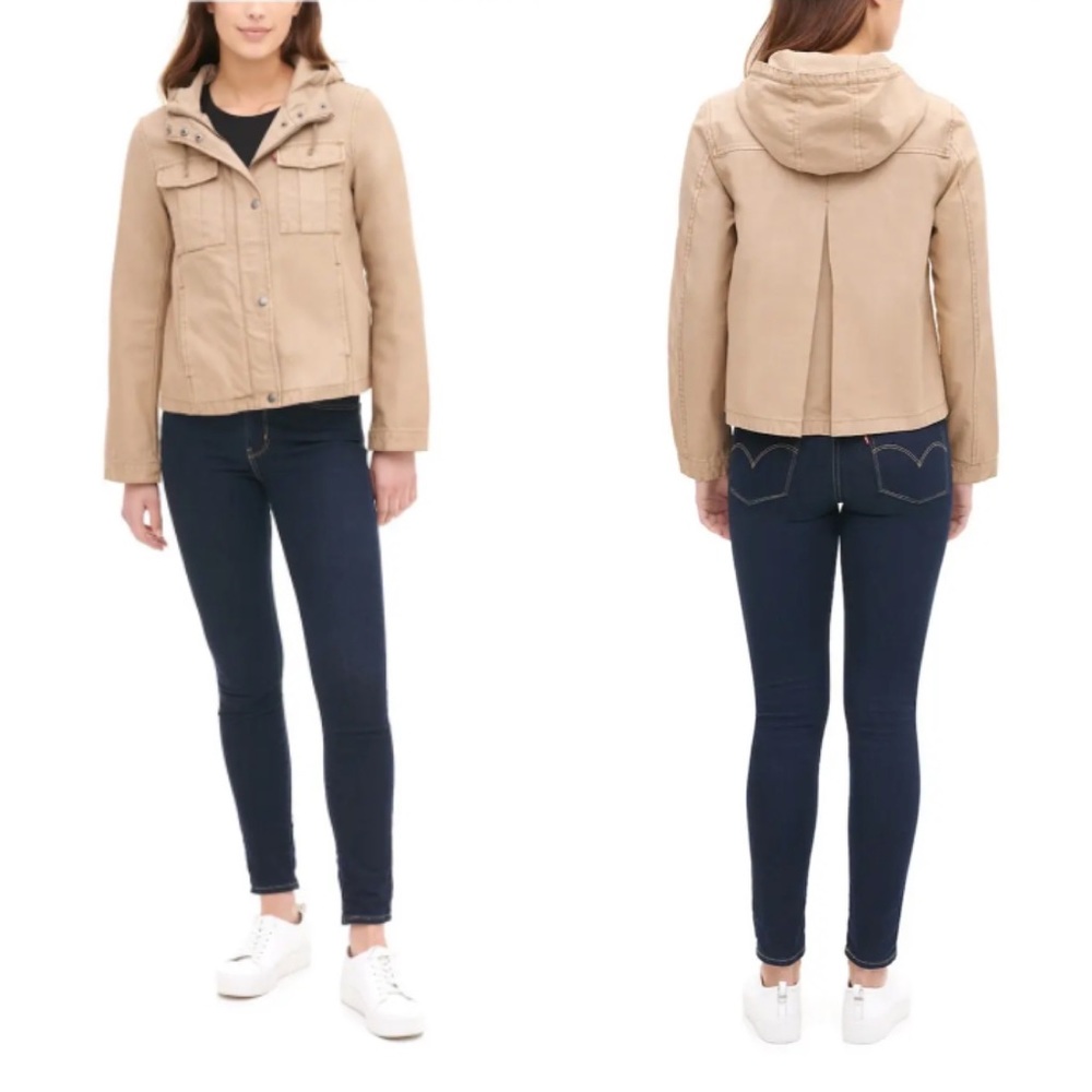 Levi's Hooded Crop Preppy Field Utility Cotton Jacket Khaki XL NWT - Picture 13 of 13